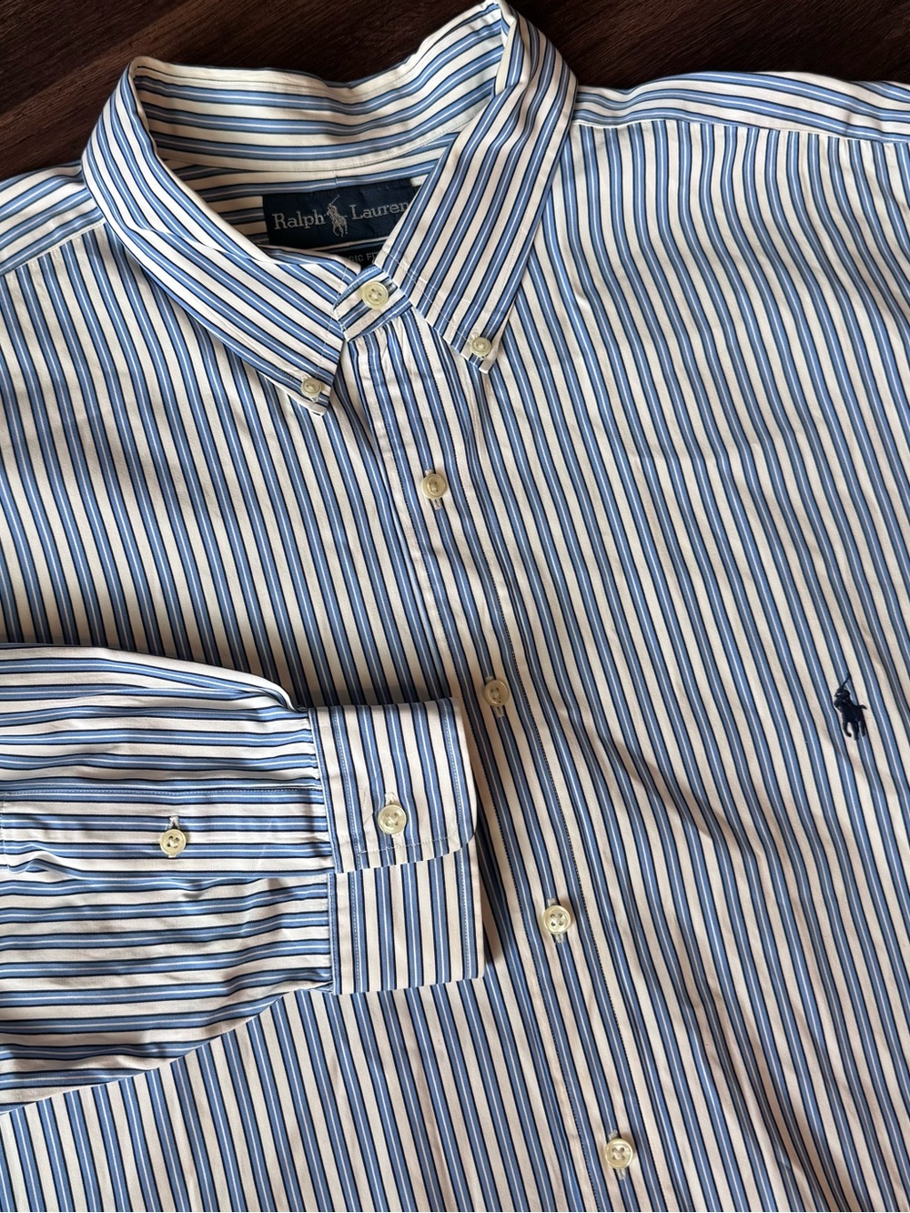 Polo Ralph Lauren Shirt Big & Tall Men Blue White Stripe Button 3XLT Classic Fit